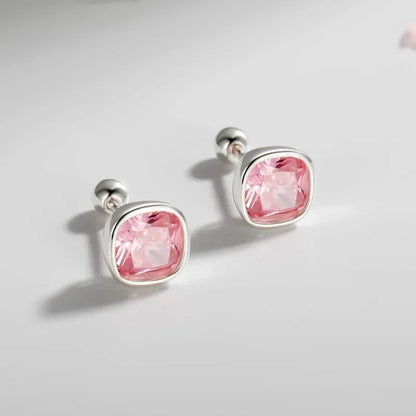 Aretes Geométricos de Zirconia con Cierre de Rosca