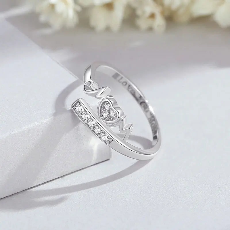 Anillo Corazón Mom Ajustable