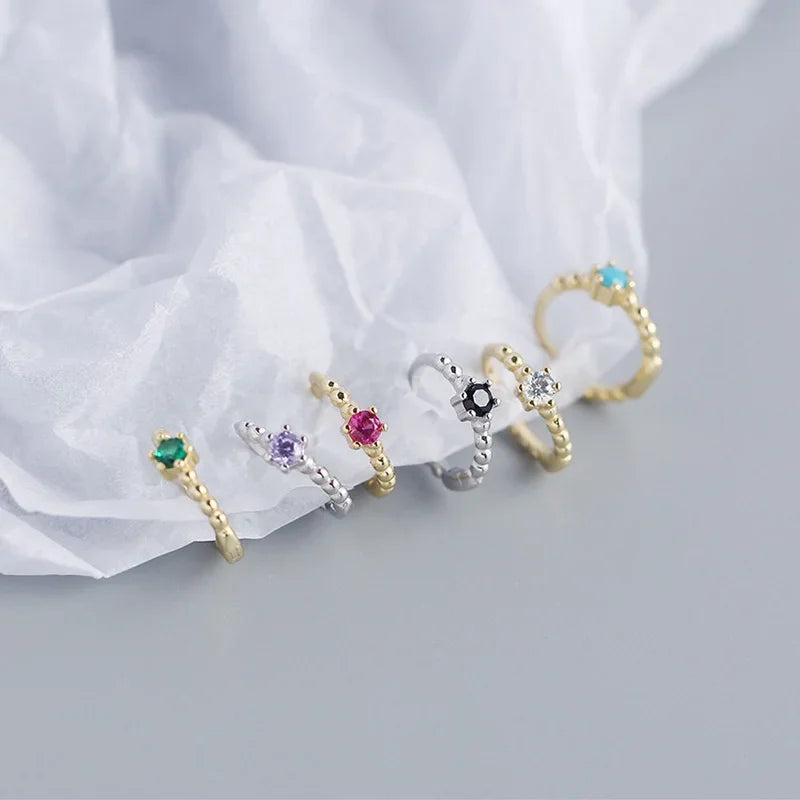 Arracadas Pequeñas Unisex con Zirconia de Color