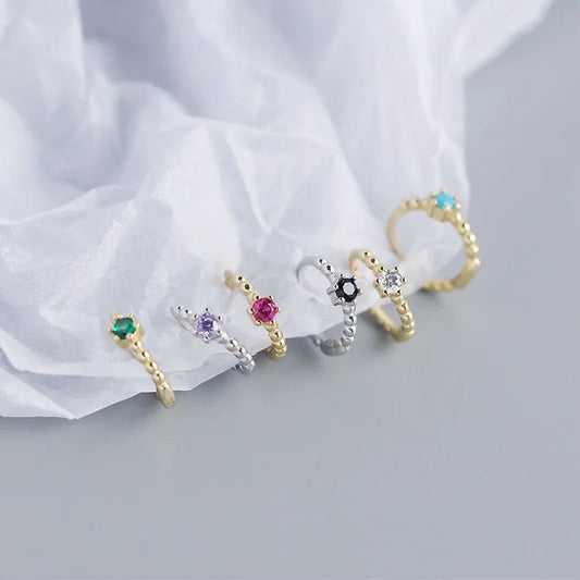 Arracadas Pequeñas Unisex con Zirconia de Color