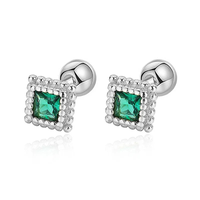 Aretes Cuadrado con Zirconia Verde