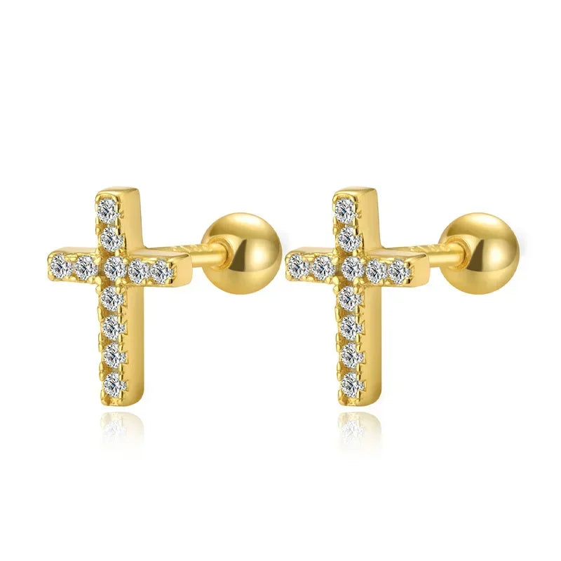 Aretes Cruz Deslumbrante en Cuatro Colores