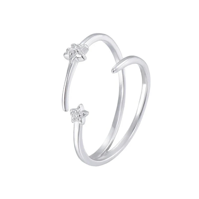 Anillo Doble Estrella Ajustable
