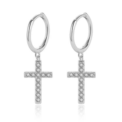 Aretes Cruz con Zirconia Blanca
