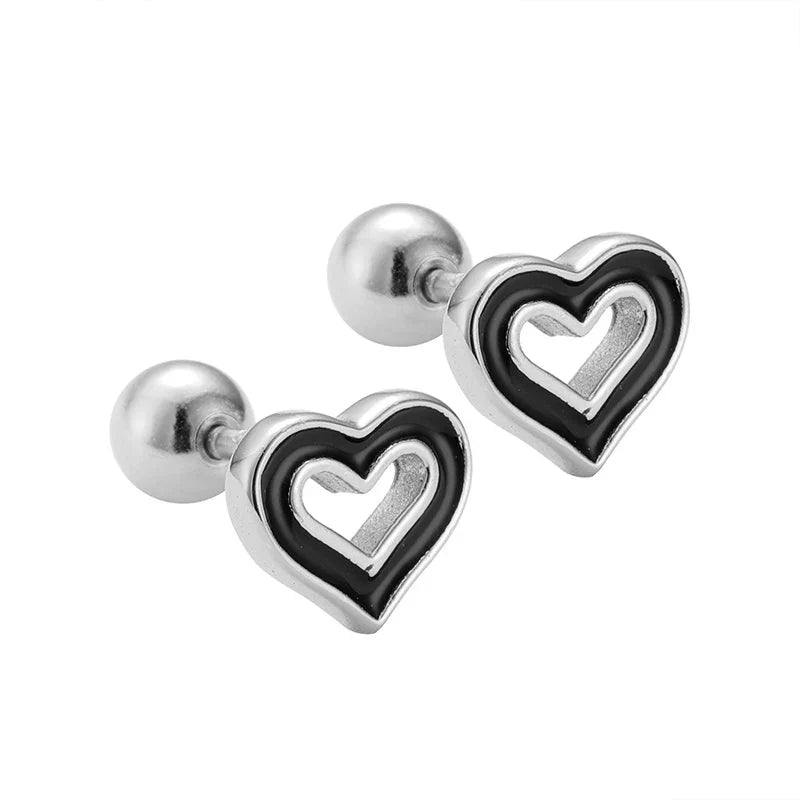 Aretes Corazón Calado de Color