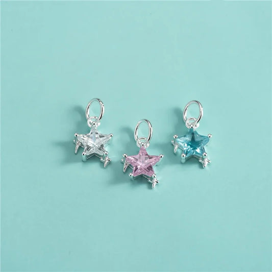 Dije Estrella de Zirconia Blanca, Azul o Rosa