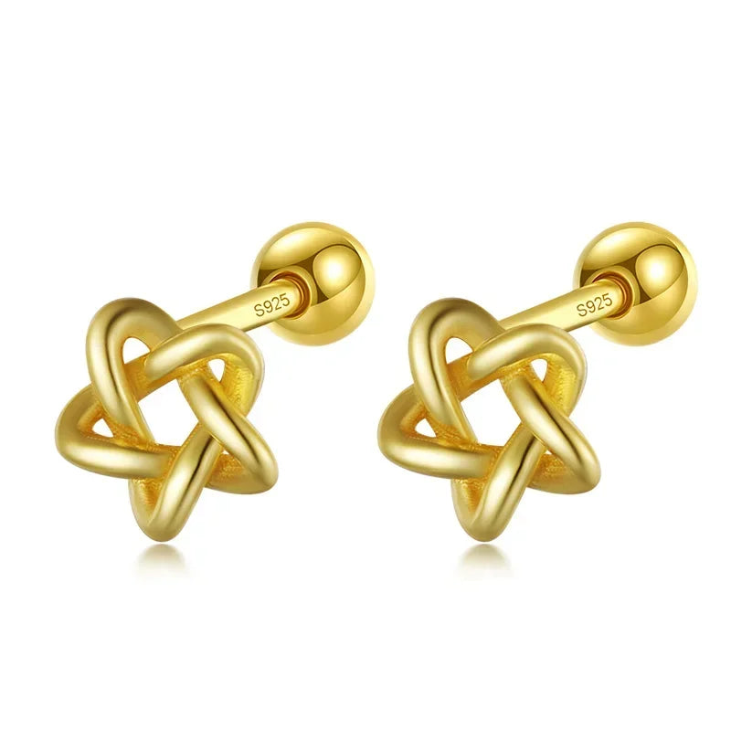 Aretes Bolita con Estrellas Caladas