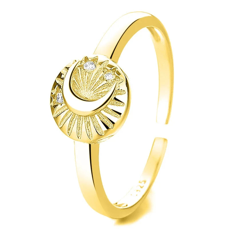 Anillo Abierto Sol y Luna con Zirconias