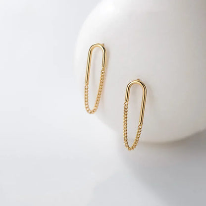 Aretes con Cadena de Eslabones Ovalados
