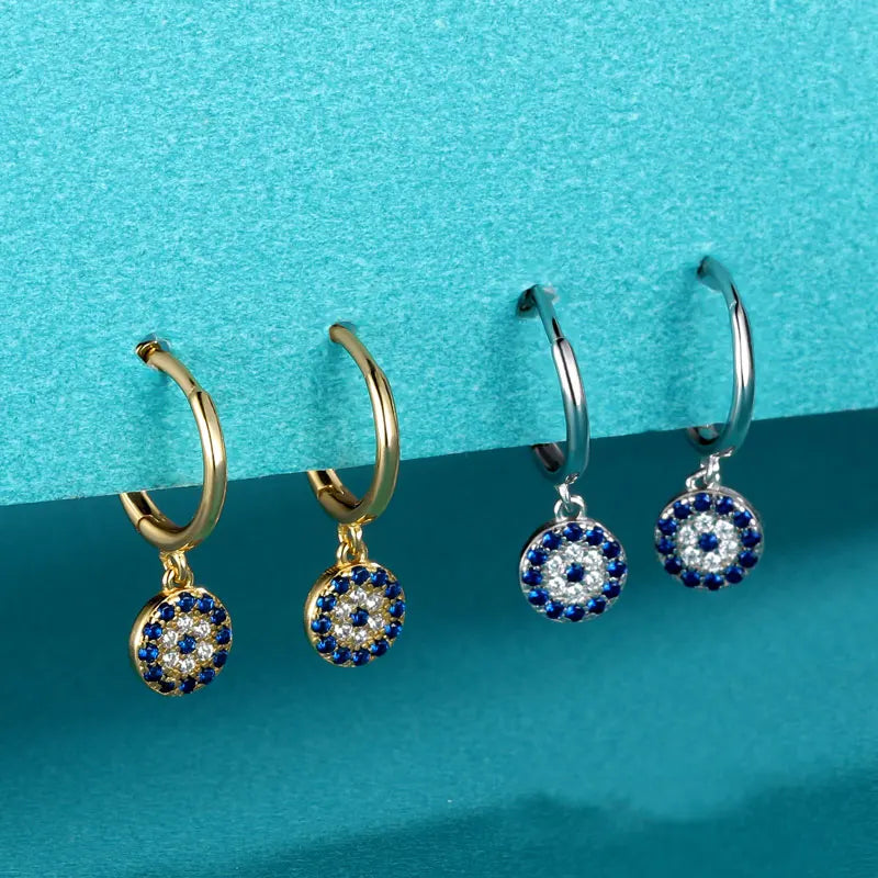 Arracadas Ojo Azul y Blanco