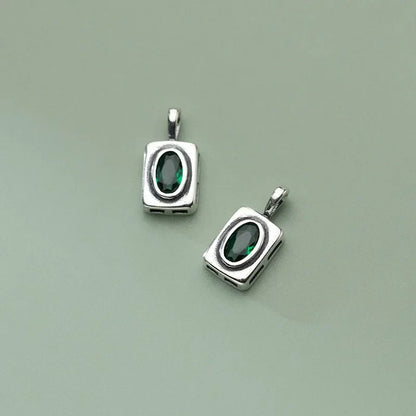 Dije Rectangular con Zirconia Verde