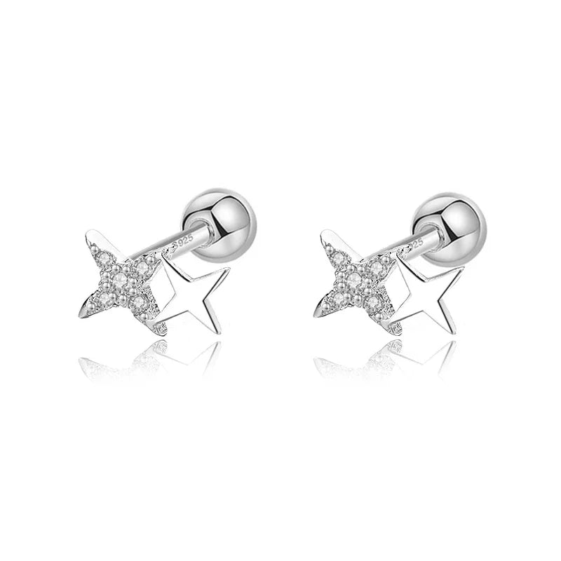 Aretes Estrella Brillante con Cierre de Rosca