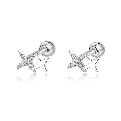 Aretes Estrella Brillante con Cierre de Rosca