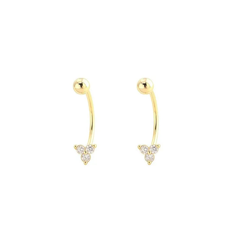 Aretes en C con Tréboles de Zirconia