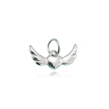 Dije Corazón con Alas de Ángel en Plateado o Negro