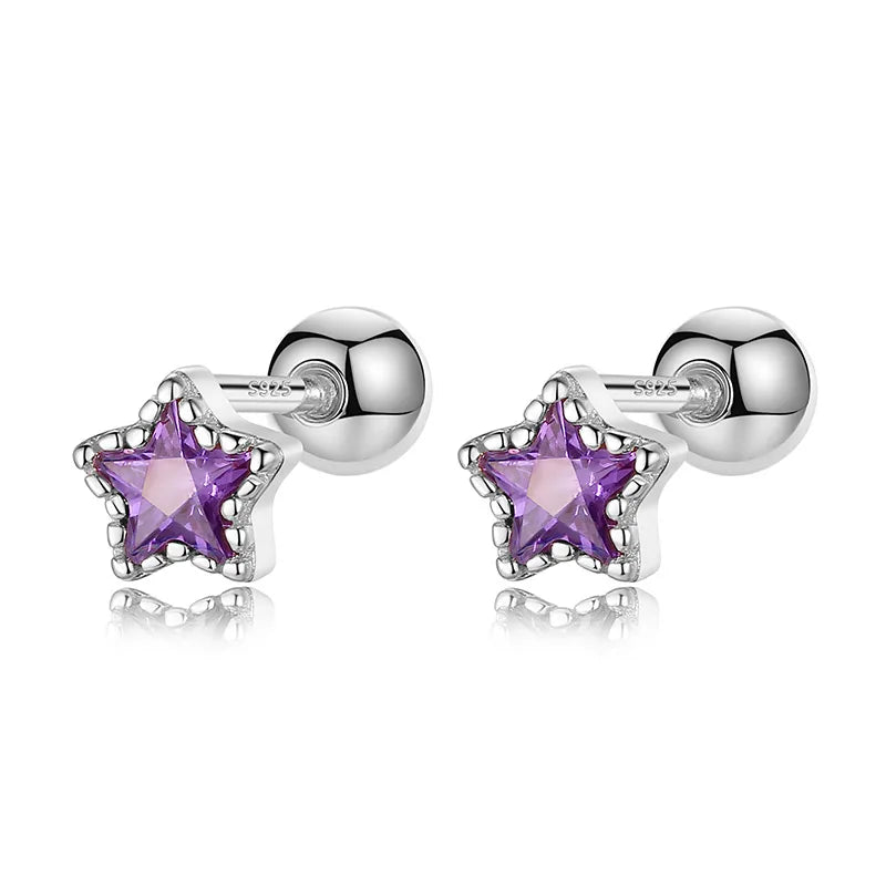 Aretes Zirconia de Color en Cuatro Formas con Rosca