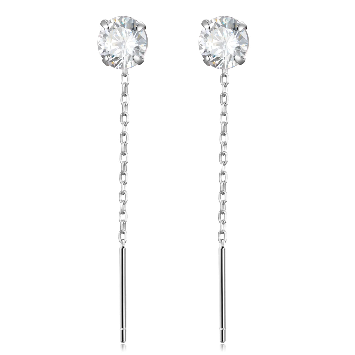 Aretes Largos con Zirconia Colgante en Cinco Formas