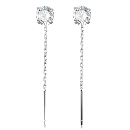 Aretes Largos con Zirconia Colgante en Cinco Formas