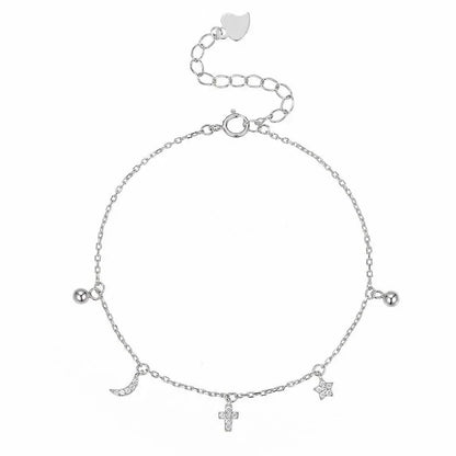 Pulsera Estrella, Luna y Cruz con Zirconias