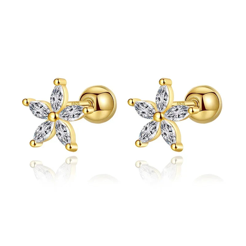 Aretes Flor Brillante con Zirconias