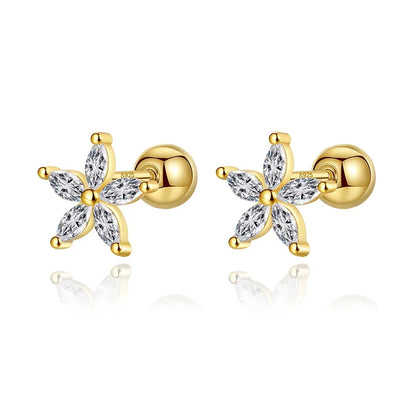 Aretes Flor Brillante con Zirconias