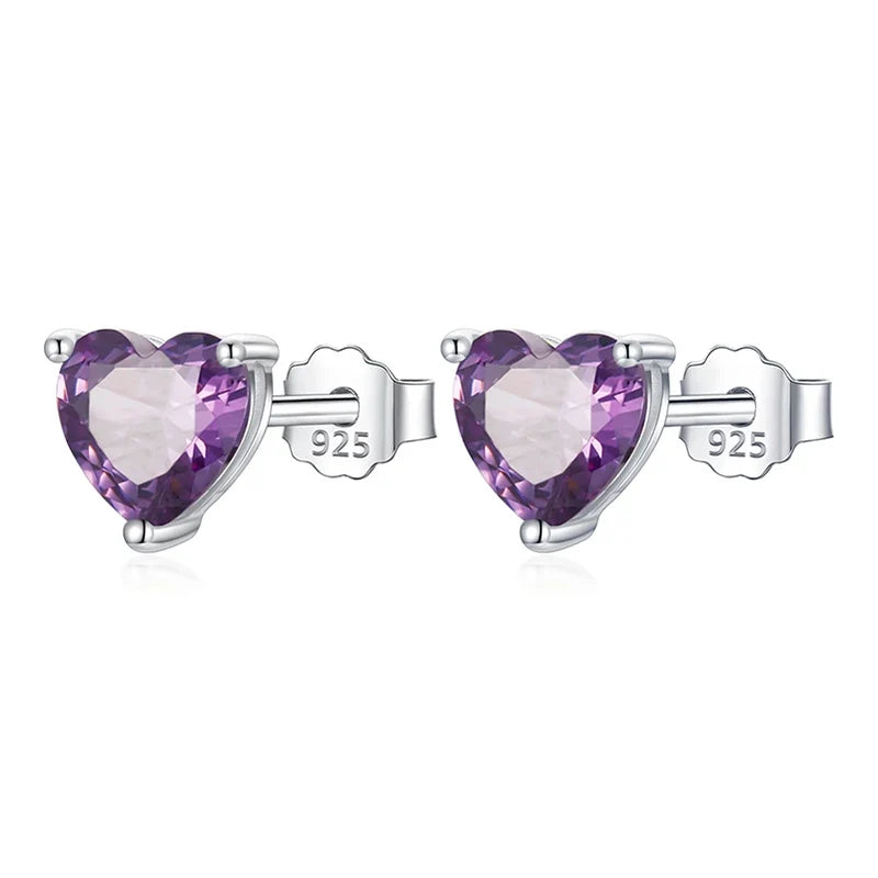 Aretes Mini Corazón con Zirconia de Color