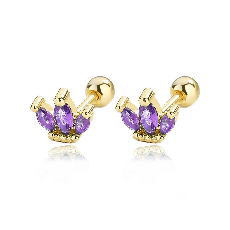 Aretes Marquesa con Zirconia de Color y Rosca