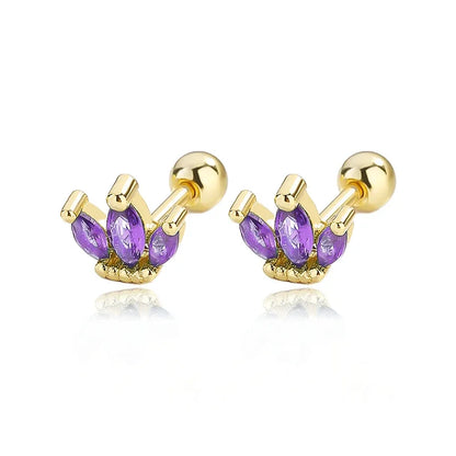 Aretes Marquesa con Zirconia de Color y Rosca