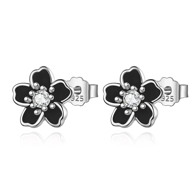 Aretes Flores en Blanco, Rosa o Negro