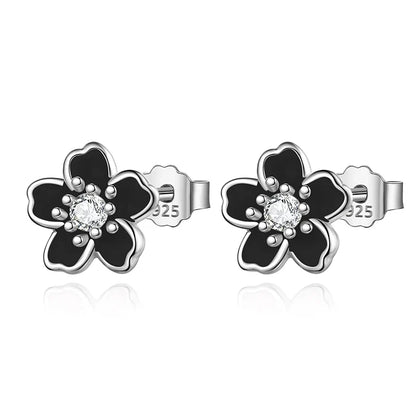Aretes Flores en Blanco, Rosa o Negro