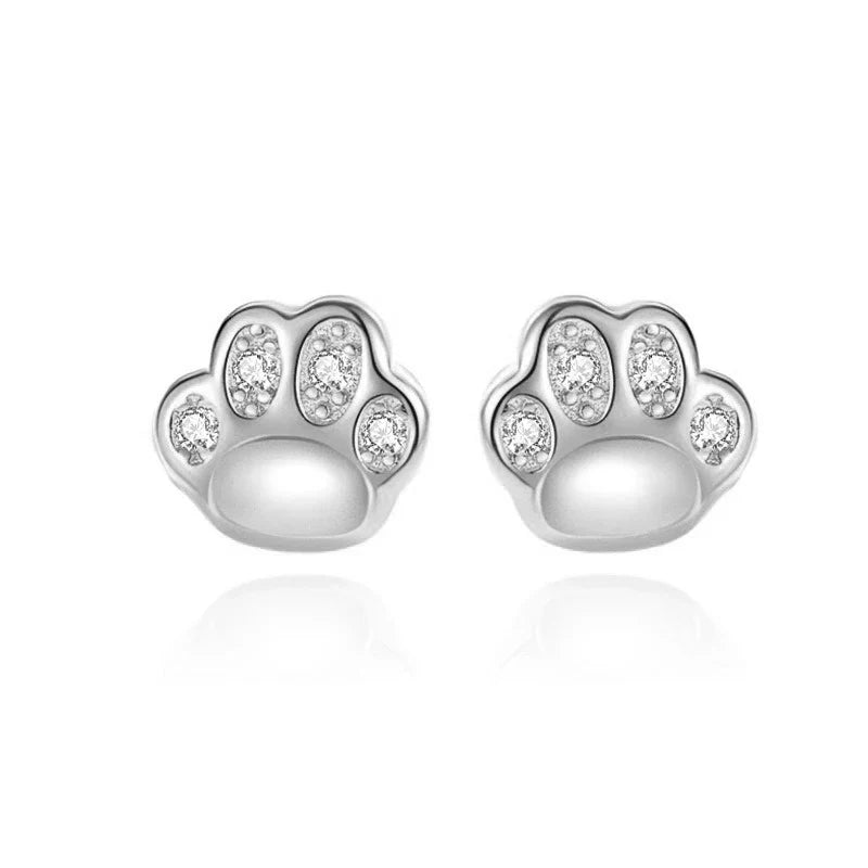 Aretes Huellita de Gato en Plateado o Dorado