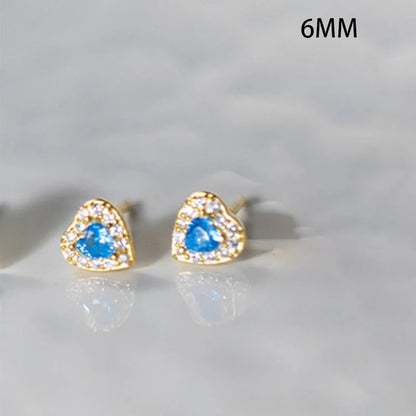 Aretes Corazón con Piedra Azul