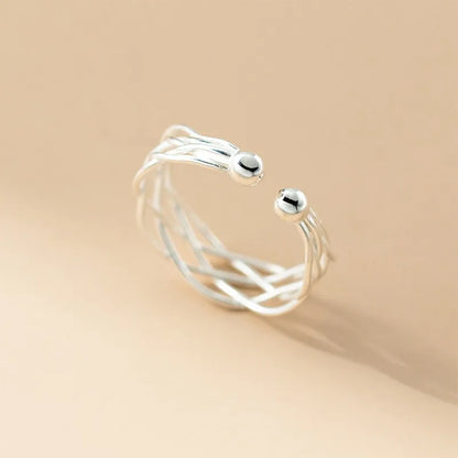 Anillo Abierto Tejido de Capas Cruzadas