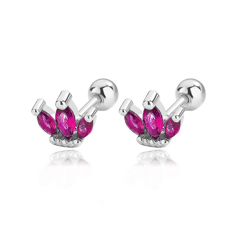 Aretes Marquesa con Zirconia de Color y Rosca