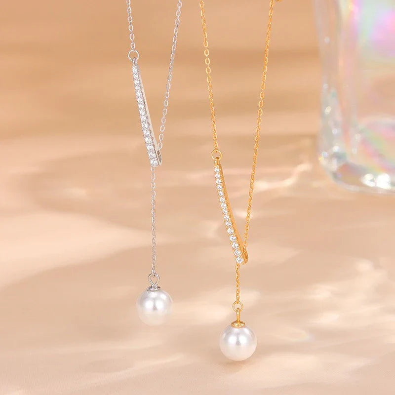 Collar en Y con Perla Ajustable