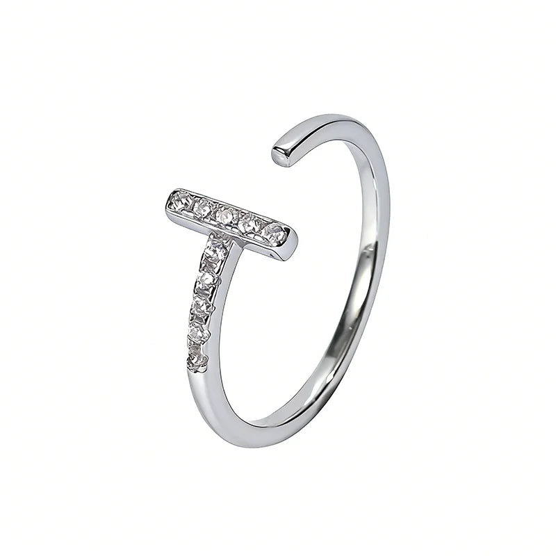 Anillo Abierto Líneas Geométricas con Zirconias