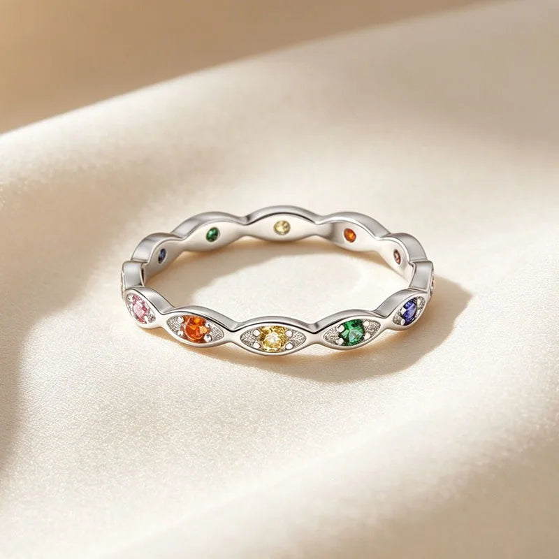 Anillo Multicolor de Zirconias