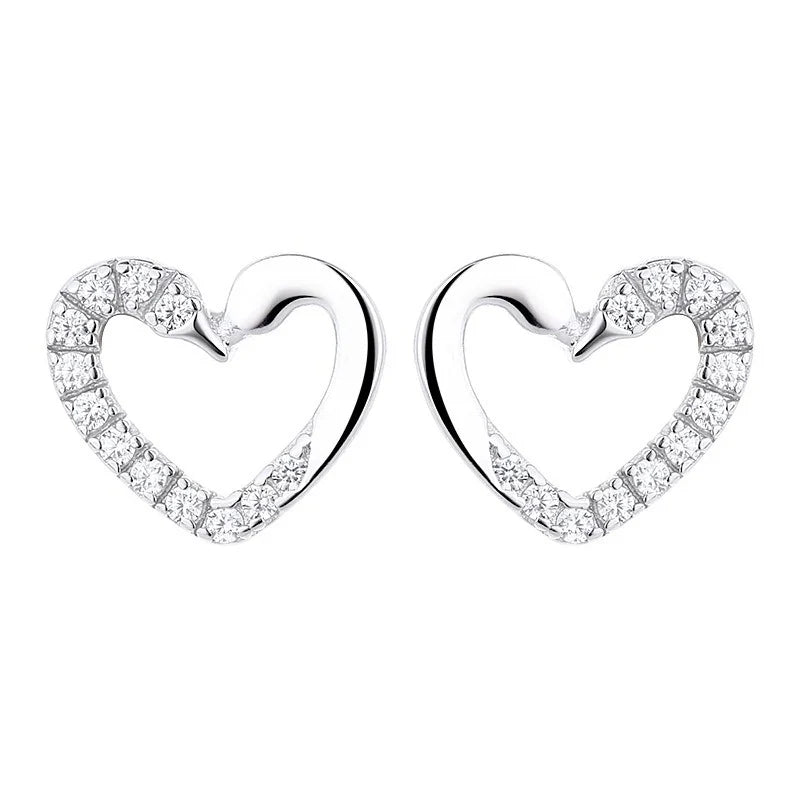 Aretes Corazón Calado con Pavé de Zirconias