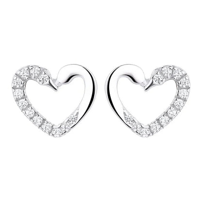 Aretes Corazón Calado con Pavé de Zirconias