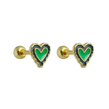 Aretes Corazón Esmaltado con Rosca