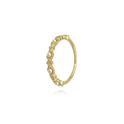 Anillo de Bandas Apiladas con Perla y Zirconias