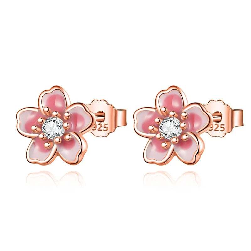 Aretes Flores en Blanco, Rosa o Negro