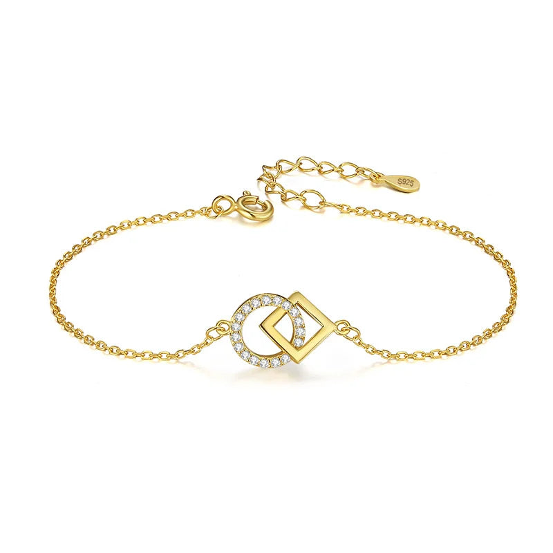 Pulsera con Zirconias Redondas y Cuadradas