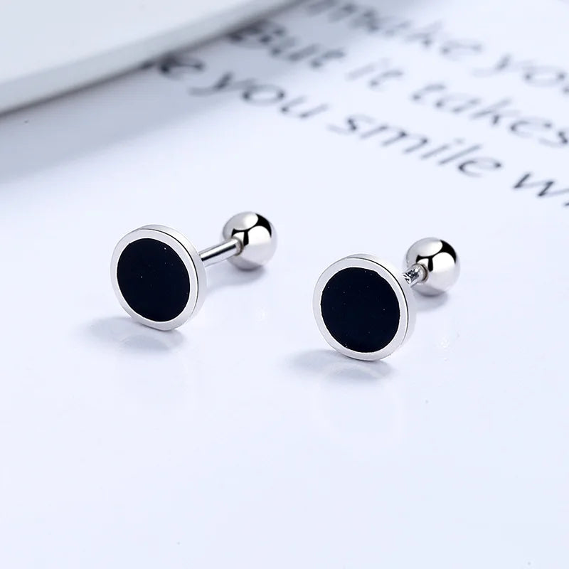 Aretes Geométricos con Esmalte Negro