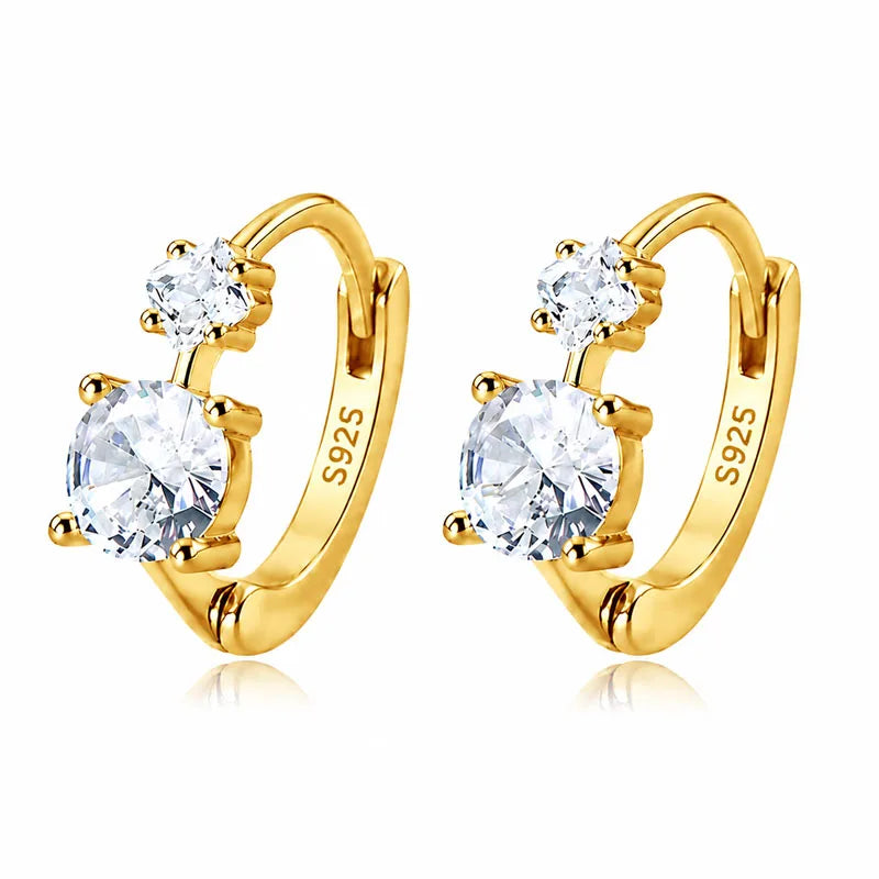 Aretes Doble Zirconia Redonda