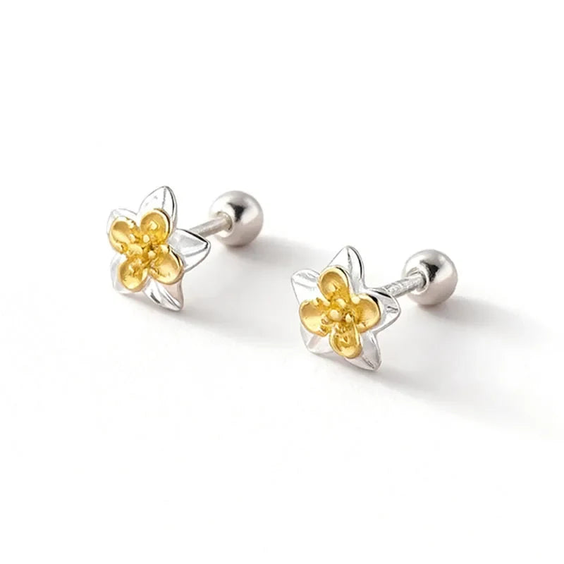 Aretes Flor Bicolor