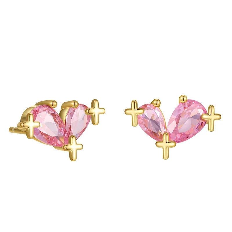 Aretes Estrella y Corazón con Zirconias