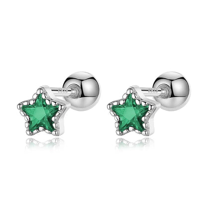 Aretes Zirconia de Color en Cuatro Formas con Rosca