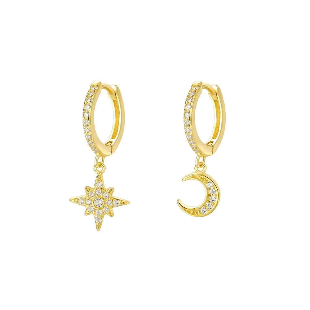Arracadas Estrella y Luna con Zirconias