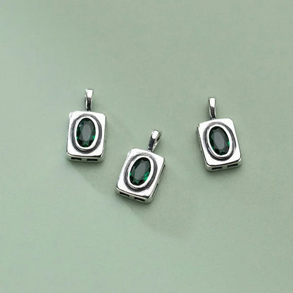 Dije Rectangular con Zirconia Verde